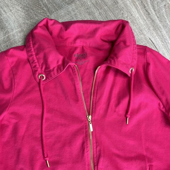 RELAXED by CHARTER CLUB Hot Pink Full Zip Jacket Women’s Size Medium - Picture 3 of 8